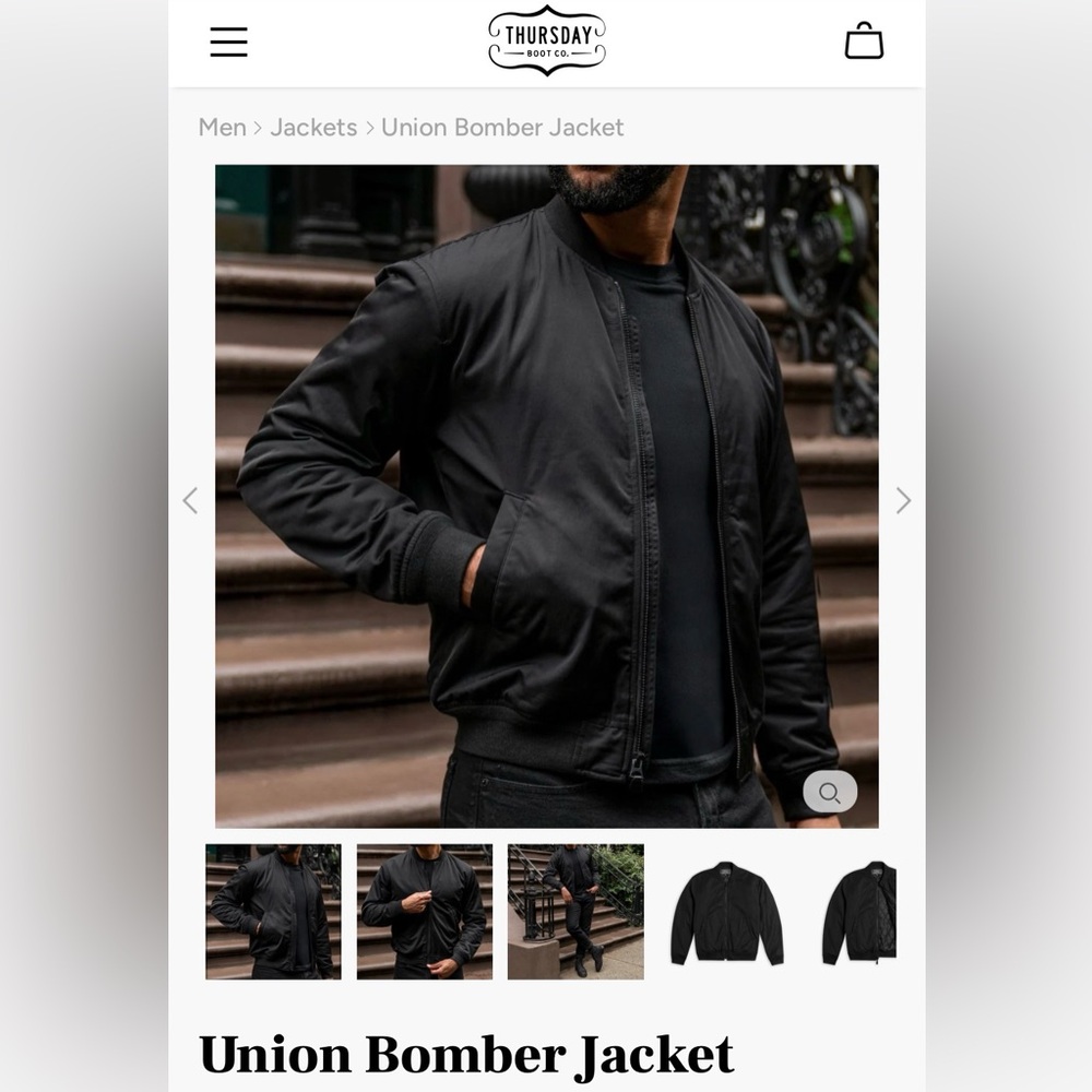 NWOT - Men’s Large Black Bomber Jacket